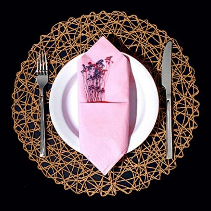 Round Paper Woven Placemats,decorative Rope Mesh Place Mats
