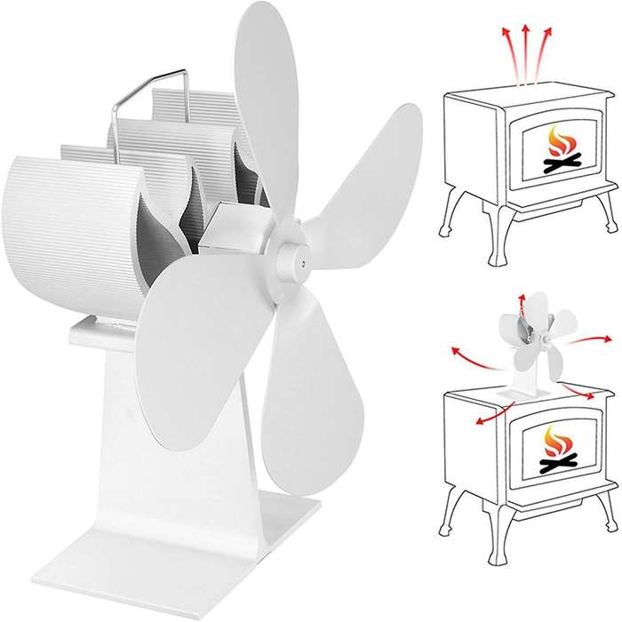 4 Blades Heat Powered Stove Fan for Warm Air for Log Burner Fireplace