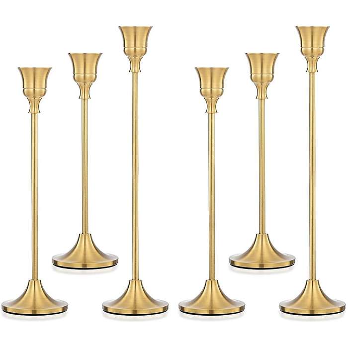 Cone Candlestick 6-piece Set Brass Candlestick Modern Candlestick