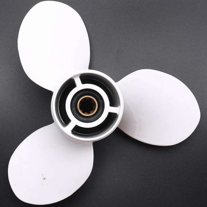 Ship Engine Outboard Propeller 3-bladed Rotary Paddle Aluminum White