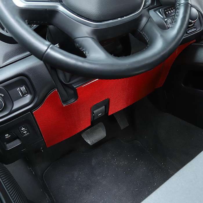 Car Steering Wheel Under Anti-kick Panel Decoration, Red Carbon Fiber
