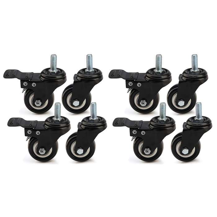 8 X Heavy Duty 50mm Pu Swivel Castor Wheels Trolley Furniture Caster
