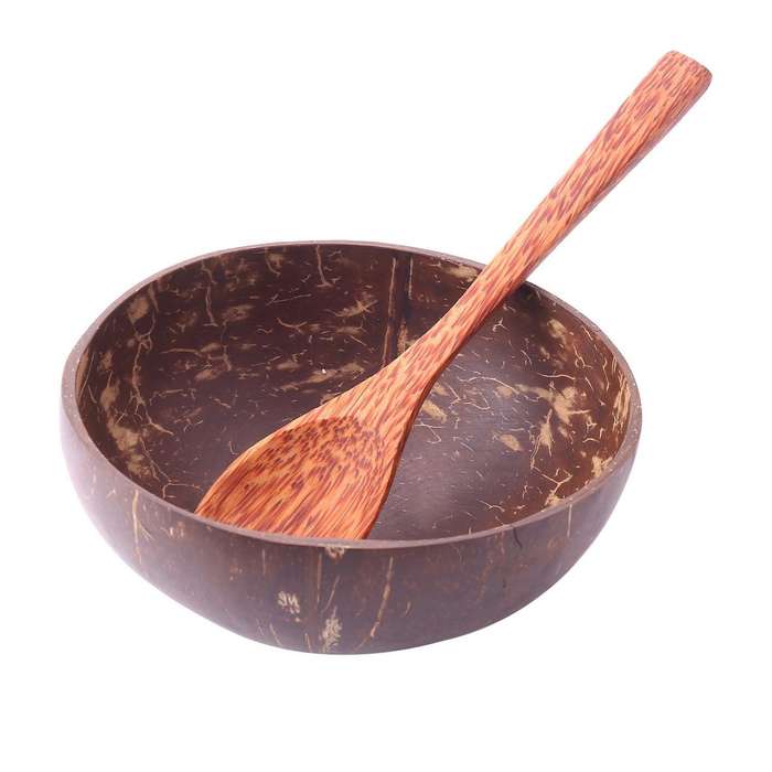 Coconut Bowls Spoon Set,4 Bowls 4 Spoons,for Kitchen,dining