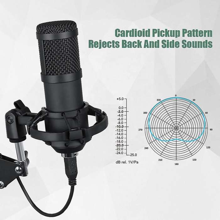 Usb Microphone, 192khz Studio Cardioid Condenser Mic, for Recording