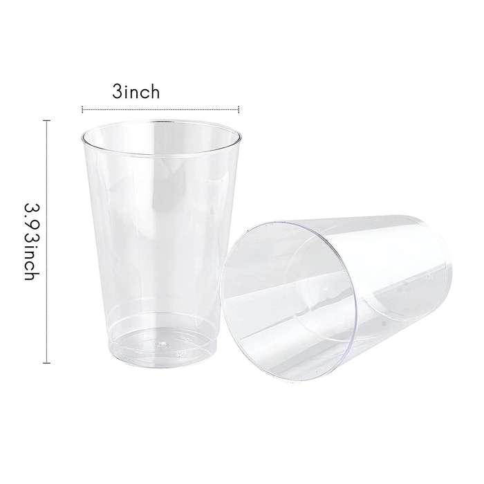 100 Pack Clear Plastic Cups 10 Oz Reusable Clear Hard Plastic Cups