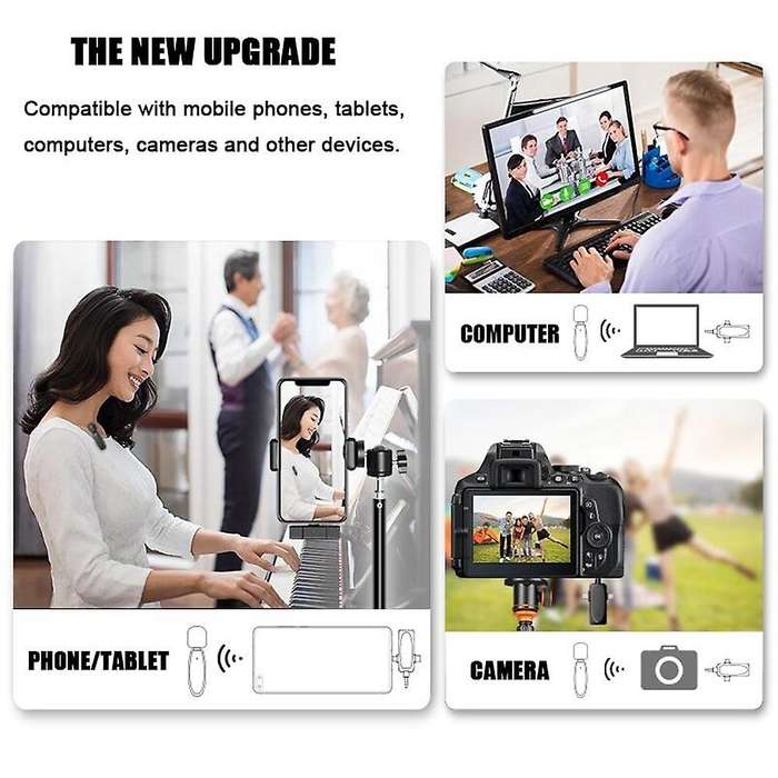 3 In 1 Wireless Lavalier Mic with Audio for Iphone Android Computer