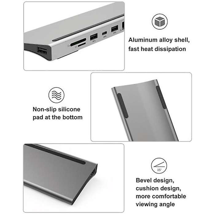 11 In 1 Usb Type C Hub Adapter Laptop Docking Station Hdmi Rj45 Pd