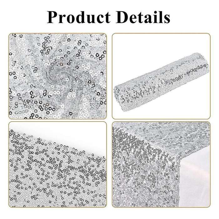 10pcs Silver Table Runner 12inch X 71inch for Wedding Birthday Decor