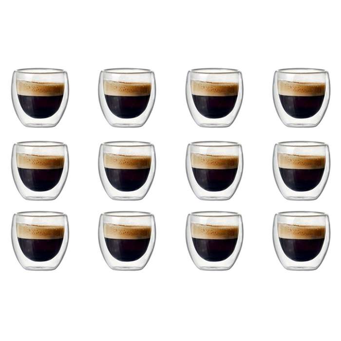 6pcs 80ml Double-layer Glass Coffee Cup Set for Drinking Tea,drinking