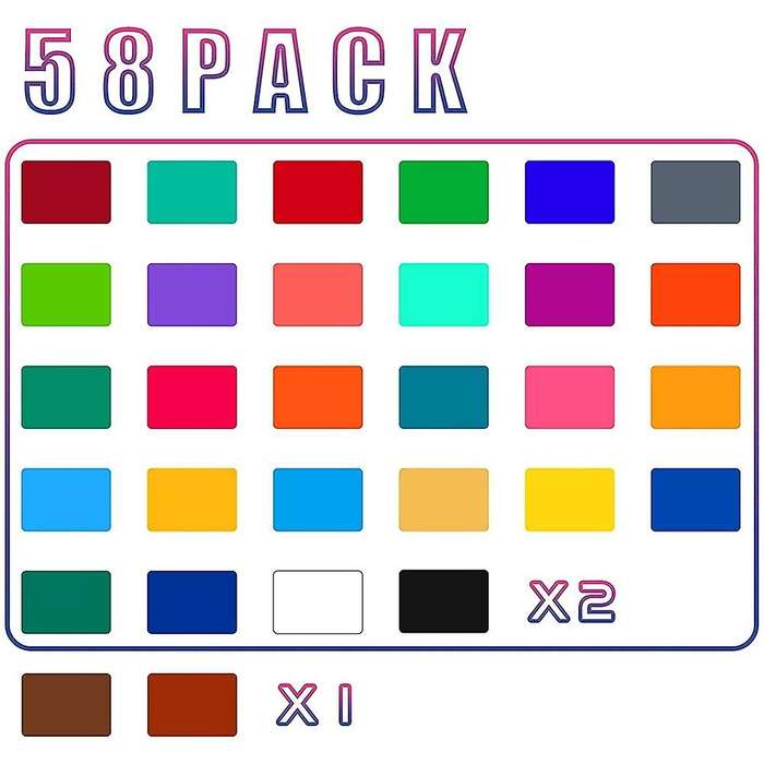 Permanent Vinyl for Cricut 58 Pack (30 Assorted Colors 12inchx12inch)