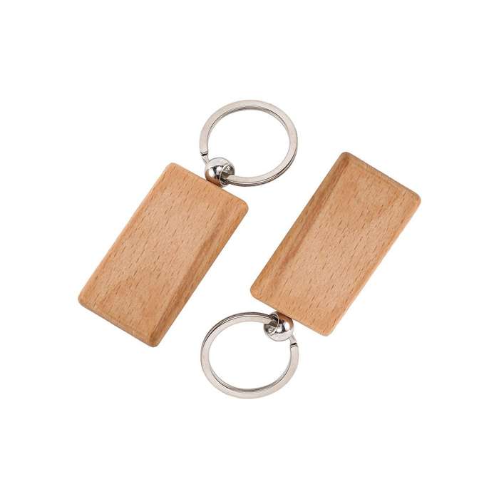 50 Blank Wooden Keychain Rectangular Engraving Key Id Can Be Engraved
