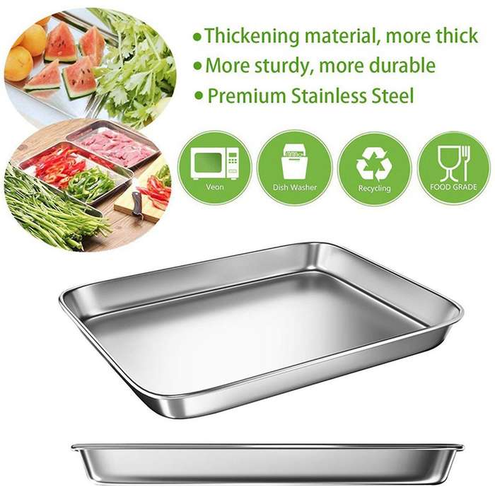 Baking Sheet Pans Stainless Steel Heavy Rectangle Tray, 3 Piece/set