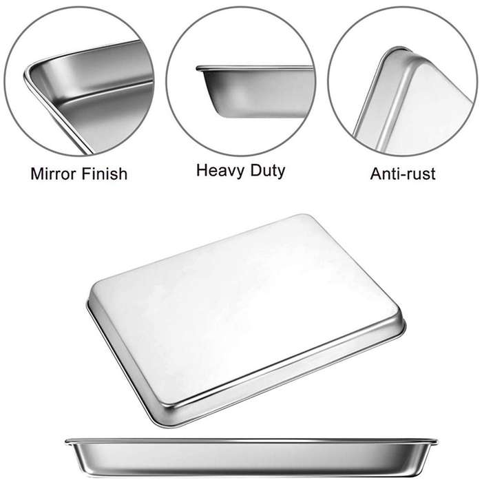 Baking Sheet Pans Stainless Steel Heavy Rectangle Tray, 3 Piece/set