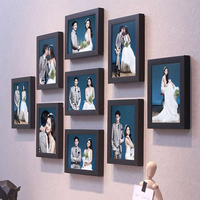 9pcs/set Black Picture Photo Frame Set Living Room Home Decor