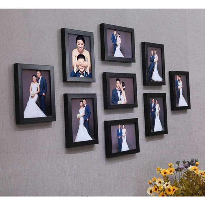 9pcs/set Black Picture Photo Frame Set Living Room Home Decor