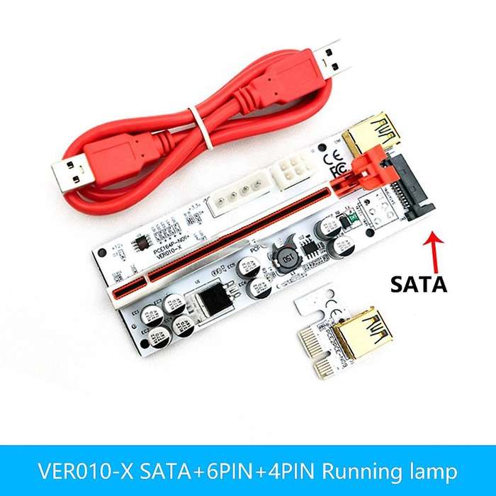 5pcs Ver010-x Pcie Riser Three-interface 1x to 16x Adapter Card,black
