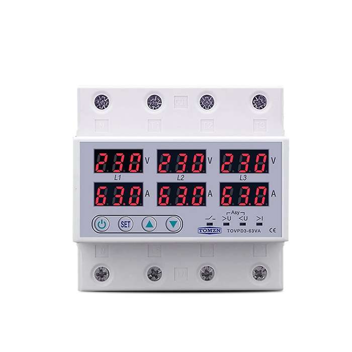 Tomzn Din Rail 3 Phase Voltage Relay 3p+n Voltmeter Over Protector
