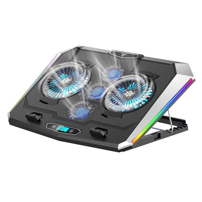 Notebook Cooler 5 Fans Led Screen Rgb Lighting Effect for Notebook