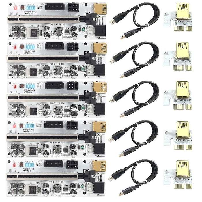 5 Set Usb 3.0 Pci-e Riser Card Ver010-x for Video Card X16 Mining, B