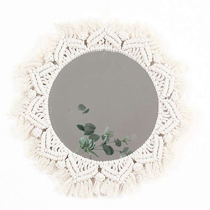 Macrame Mirror Handmade Tapestry Makeup Compact Bohemia Wall Mirrors