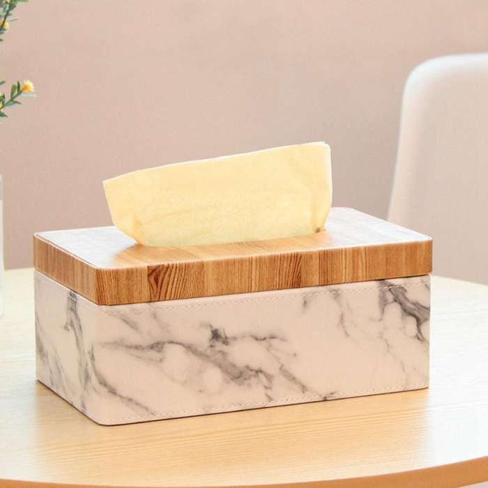 3x Pu Facial Grain Tissue Box Cover Holder Paper Dispenser Container