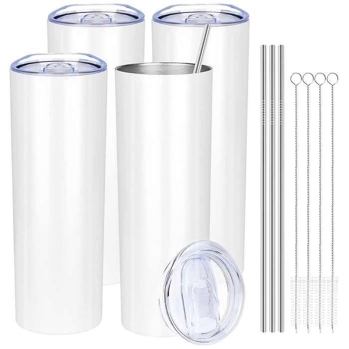 4 Pack Stainless Steel Tumbler 20oz Insulated Tumbler Cups-white