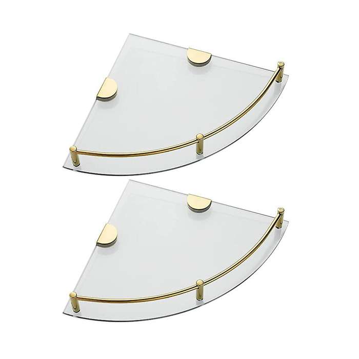 Bathroom Shelves, 2-tier Bathroom Glass Corner Shelf Wall Mounted-b