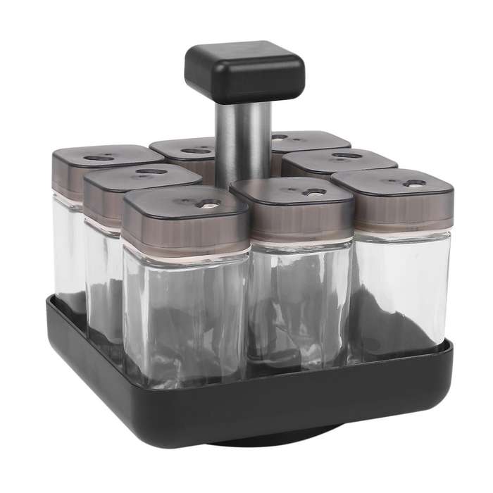 8pcs Condiment Set Spice Jar Rack Kitchen Cruet Condiment Bottle