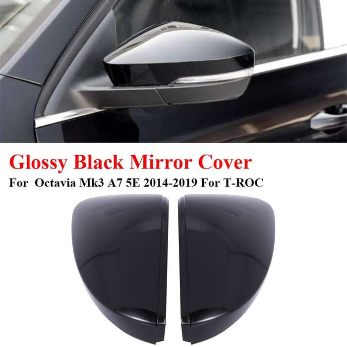 2 Pair Glossy Black Car Rearview Mirror Covers Side Wing Mirror Caps