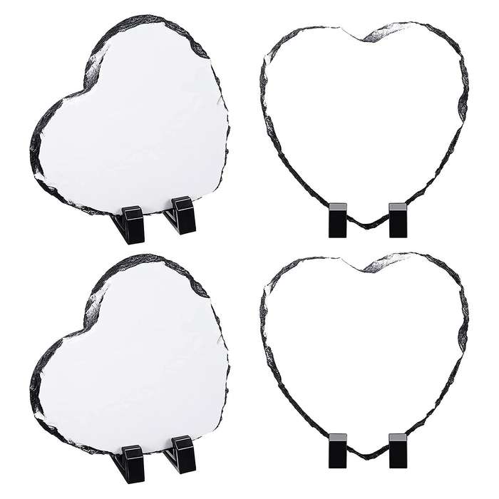 4pcs Sublimated Slate Heart Shaped Blank Slate Rock Slate with Stand