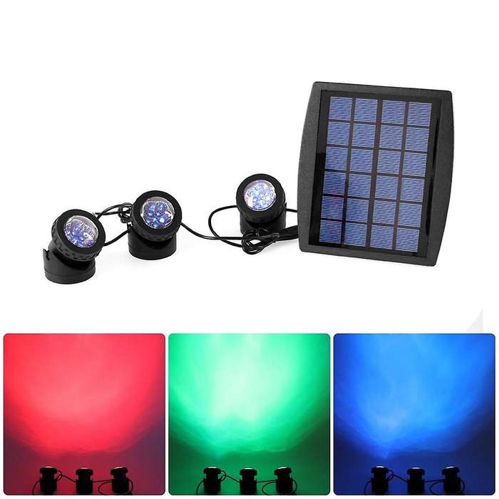 Solar Three Head Underwater Light Outdoor Solar Lamp Multicolor