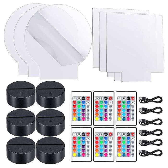 6 Sets 16 Colors Acrylic Lamp Base for Restaurant (round Square)