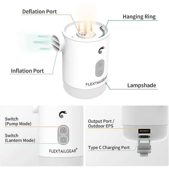Flextailgear Portable Air Pump Mp2 Pro Wireless Electric Air,white