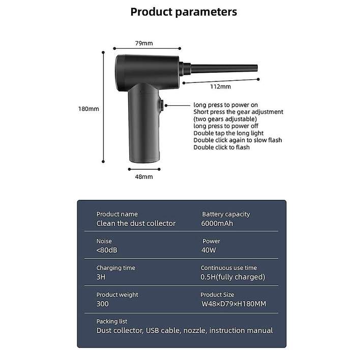 50000 Rpm Compressed Air Duster for Cleaning Laptops Dust Collector
