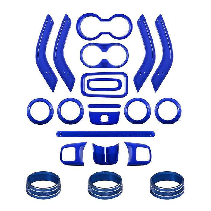 21 Pcs Car Interior Trim Kit for Jk Jeep Wrangler 2011-2017 (blue)
