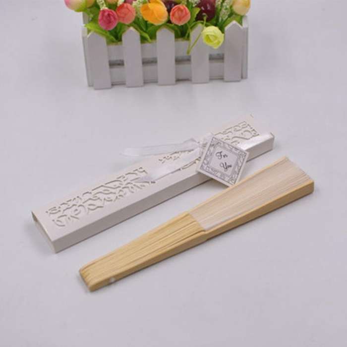 White Folding Silk Hand Fan with Wedding & Party Wedding Dance Favors