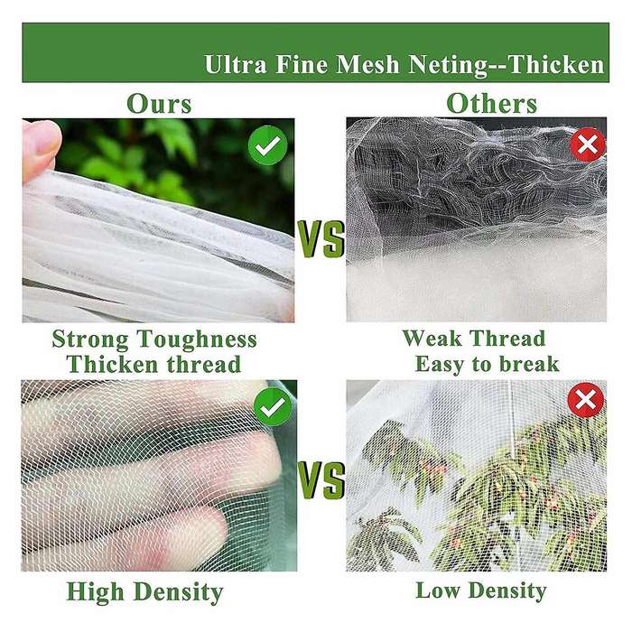 Plant Covers 8x23 Ft Ultra Fine Mesh Netting & 6pcs Garden Hoops