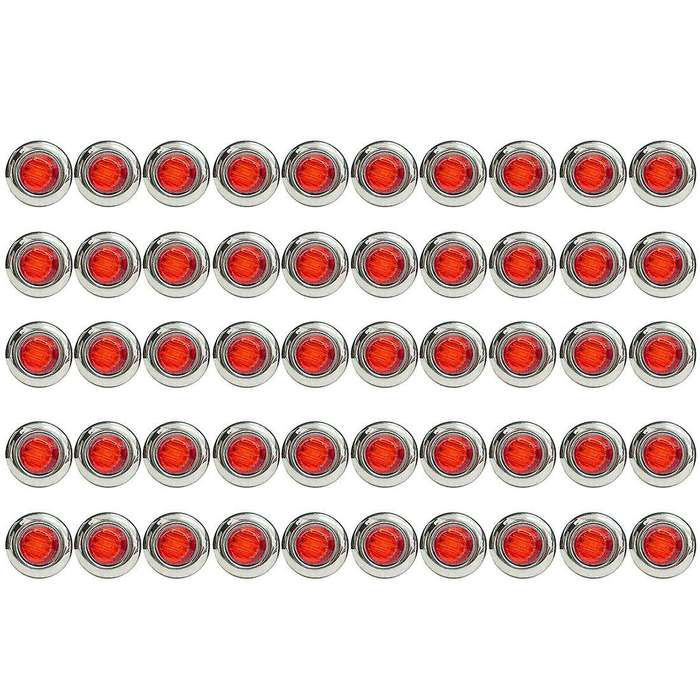 50pcs 3/4 Inch 3 Led Side Marker Lights for Trucks Boat Pckup Red