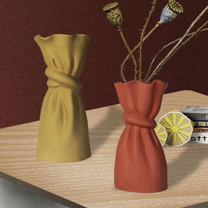 Cloth Bag Ceramic Vase Dried Flower Art Decoration Home Decoration A