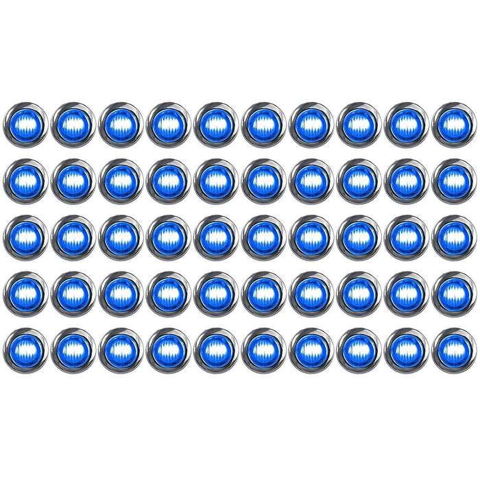 50pcs 3/4 Inch 3 Led Side Marker Lights for Trucks Boat Pckup Blue