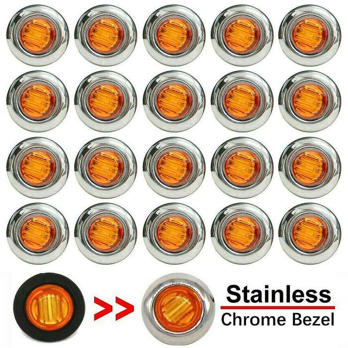 50pcs 3/4 Inch 3 Led Side Marker Lights for Trucks Boat Pckup Blue