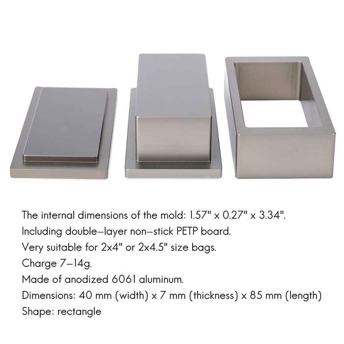 2x4in Rosin Machine Pre-pressing Plate Pure Aluminum Mould Plate