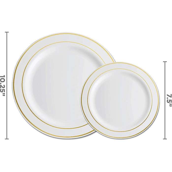 25 Dinner Plates and 25 Salad Plates Disposable Plates for Party