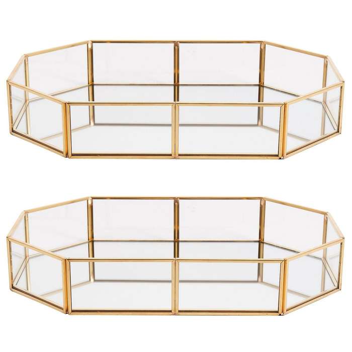 Nordic Style Glass Copper Geometry Storage Box(l)