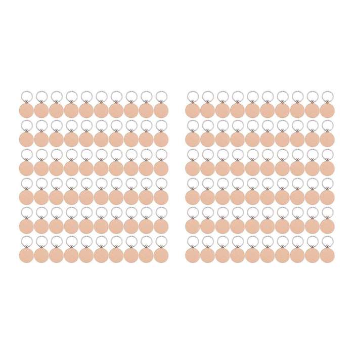 60pcs Blank Round Wooden Key Chain Wood Tags Can Engrave Diy Gifts