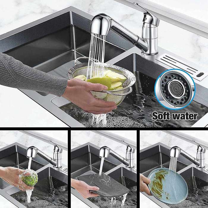 Kitchen Tap Extendable 360 Rotatable Sink Tap 2 Modes Mixer Tap