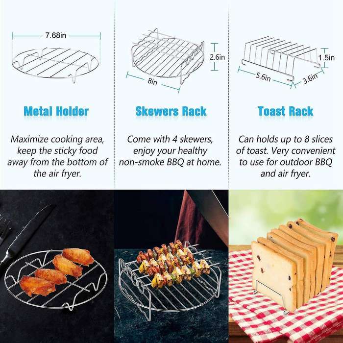 8 Inch Air Fryer Accessories Fits All 4.2 Quart-5.8 Quart Air Fryer