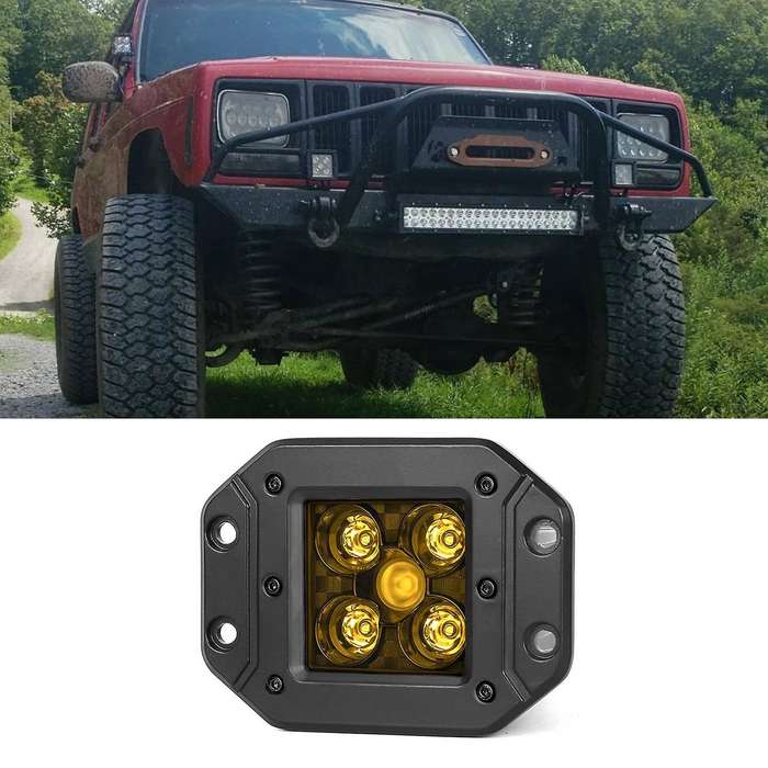 Square Fog Light Yellow Light for Car Truck Atv Trailer Motorcycle