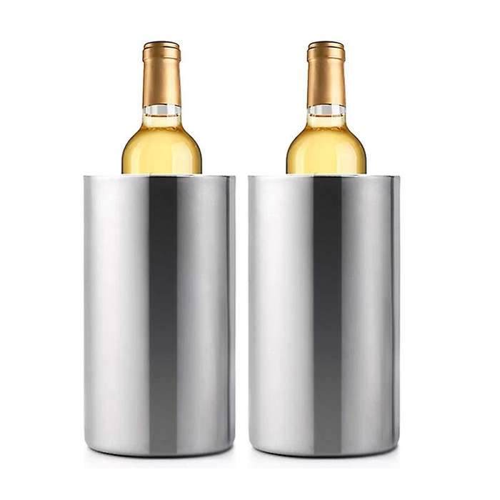 2 Pack Stainless Steel Double Wall Wine Cooler Bucket, with Clamp