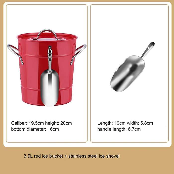 3.5l Ice Bucket with Tong and Lid Champagne Beer Bucket Bar Tool A